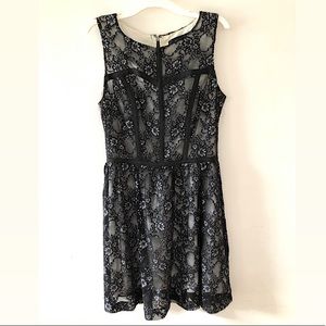 Semi-formal Dress - White with Black Lace